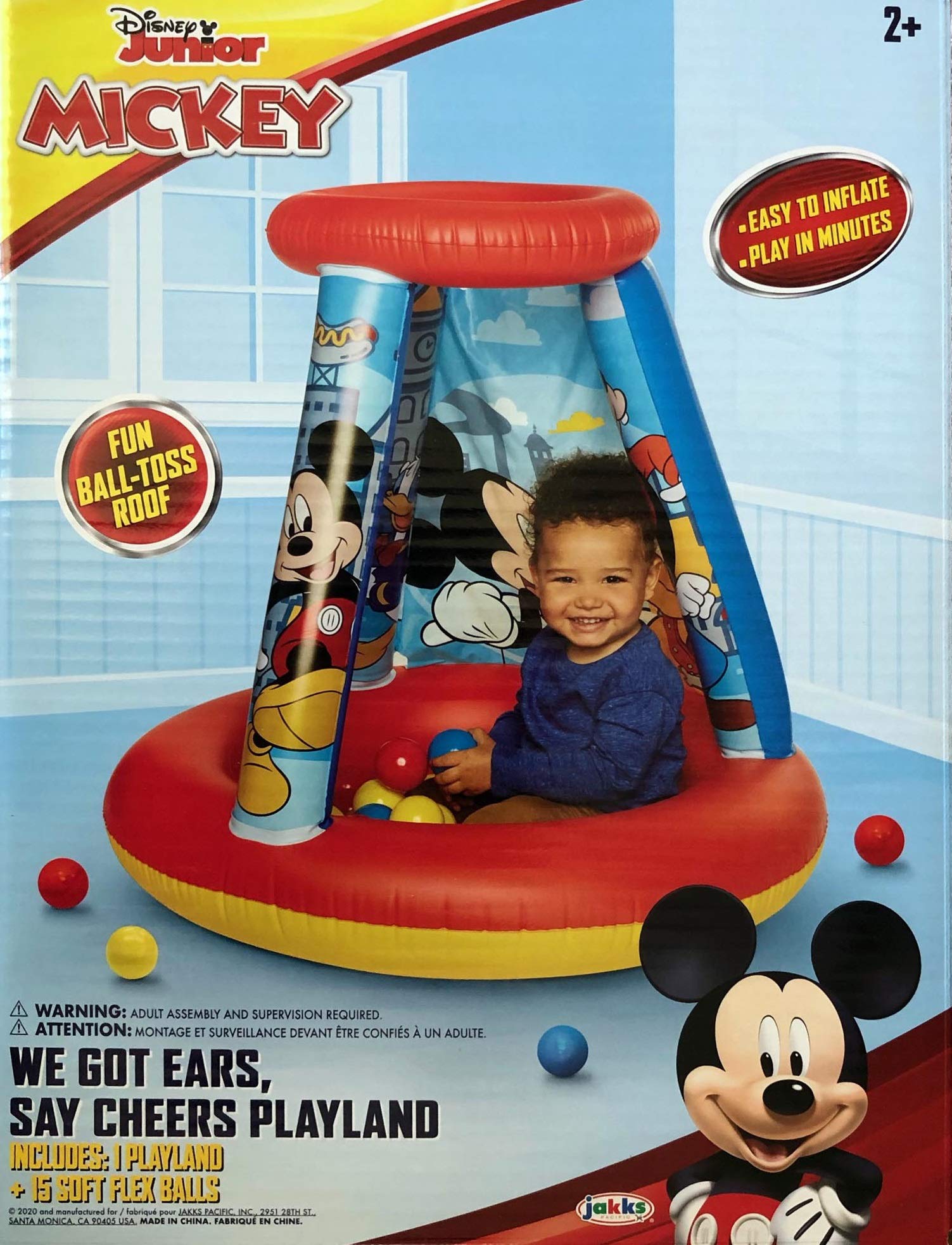 Mickey Mouse Kids Ball Pit, 1 Inflatable & 15 Soft-Flex Balls - Image 3